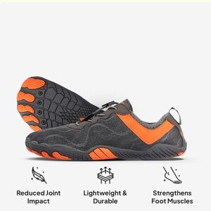 NWT Barestep Active Shoes, Dark Grey/Orange, Size 6